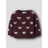 Name It Burgundy Peyote Heart Nbfoana Ls Knit