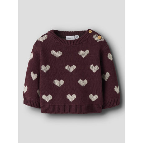 Name It Burgundy Peyote Heart Nbfoana Ls Knit