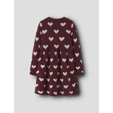 Name It Burgundy Peyote Heart Nmfoana Ls Knit Dress