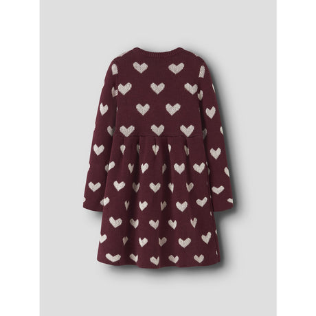 Name It Burgundy Peyote Heart Nmfoana Ls Knit Dress