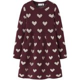 Name It Burgundy Peyote Heart Nmfoana Ls Knit Dress