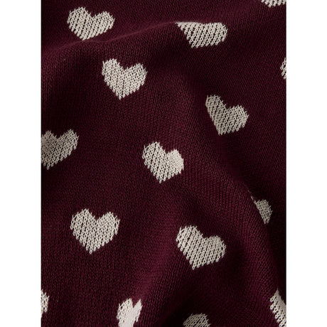 Name It Burgundy Peyote Heart Nmfoana Ls Knit