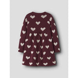 Name It Burgundy Peyote Heart Nbfoana Ls Knit Dress