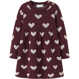 Name It Burgundy Peyote Heart Nbfoana Ls Knit Dress