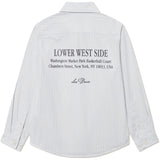 Les Deux Kids Xenon Blue Kent Print Stripe Poplin Shirt KIDS