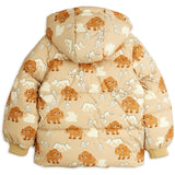 Mini Rodini Beige Mammoths AOP Hooded Puffer