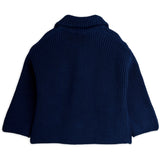 Mini Rodini Blue Panda Patch Chunky Knit Half Zip Sweater