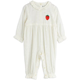 Mini Rodini White Strawberry Emb Schiffli Jumpsuit