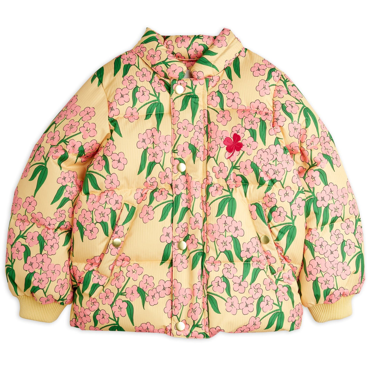 Mini Rodini Yellow Alpine Flowers AOP Hooded Puffer