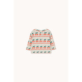 TinyCottons Light Cream Cherry Pattern Rib Baby T-Shirt