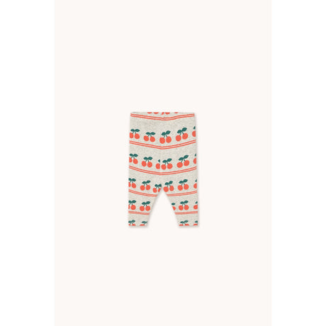 TinyCottons Light Cream Cherry Pattern Rib Baby Leggings