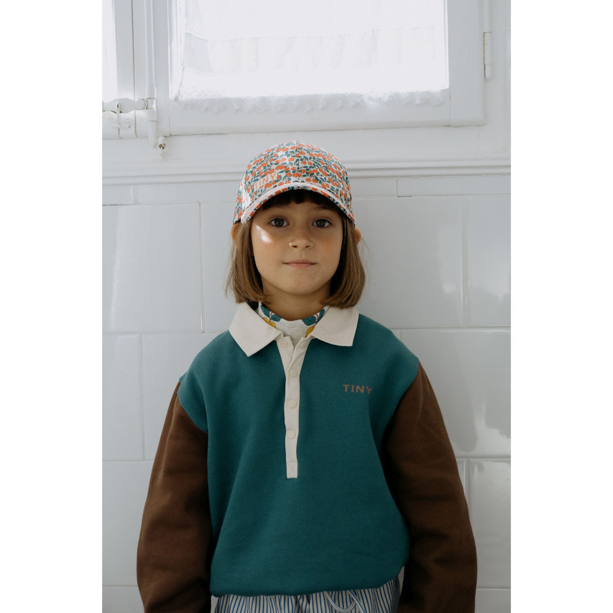 TinyCottons Dark Green Color Block Polo Sleeve T-Shirt