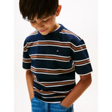 Tommy Hilfiger Navy Multi Stripe Cotton Stripe Tee Ss