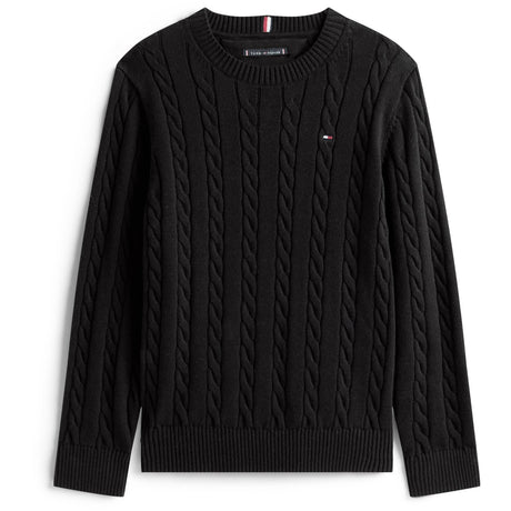 Tommy Hilfiger Black Cotton Cable Sweater