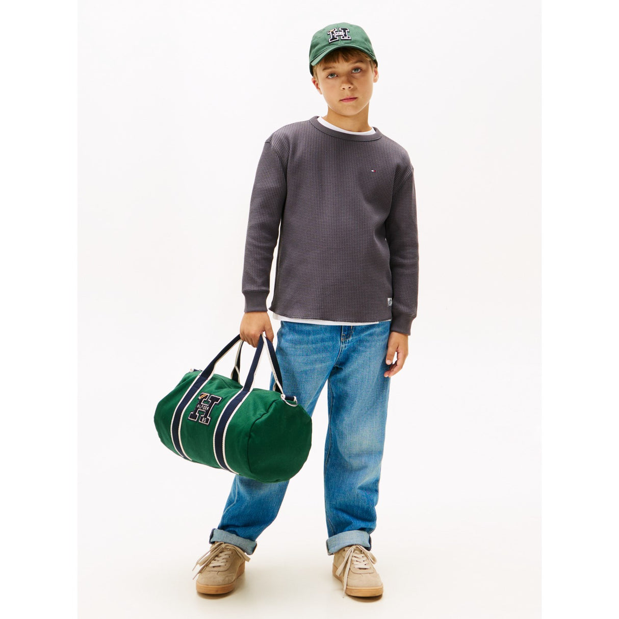 Tommy Hilfiger Washed Black Tetxured Waffle Tee Ls