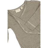 Petit Piao Coffee Bean/Dark Off White PPDian Body L/S Fold Over Stripe NOOS