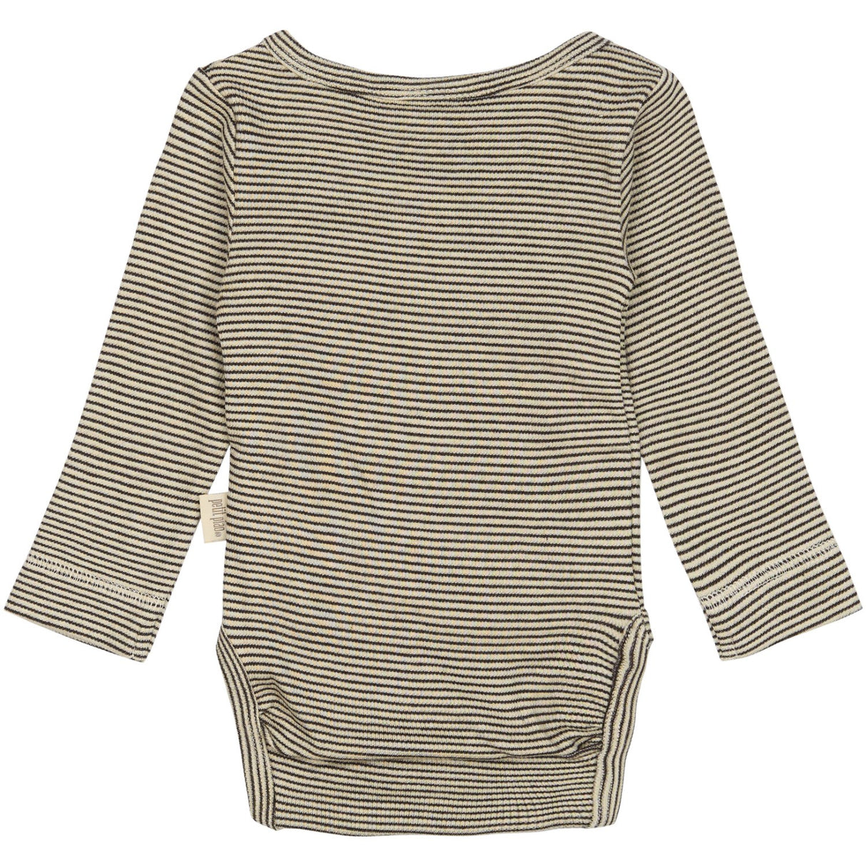 Petit Piao Coffee Bean/Dark Off White PPDian Body L/S Fold Over Stripe NOOS