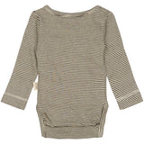 Petit Piao Coffee Bean/Dark Off White PPDian Body L/S Fold Over Stripe NOOS