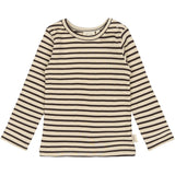 Petit Piao Coffee Bean/off White T-shirt L/S Modal Striped