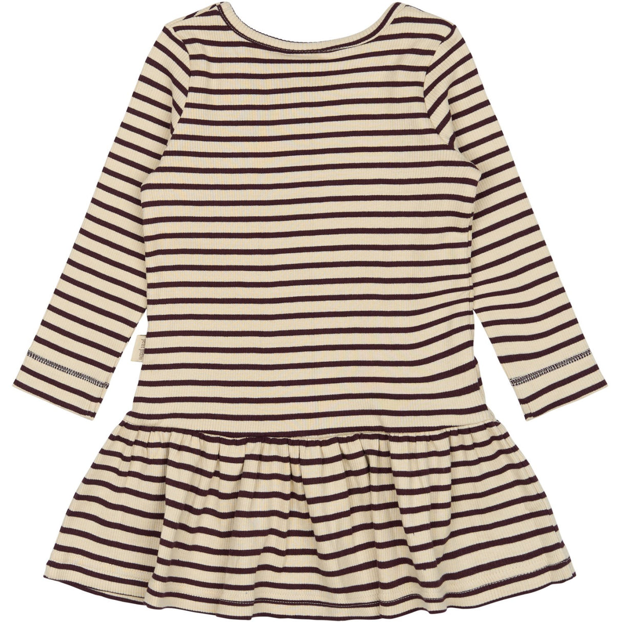 Petit Piao Dark Grape/off White Dress L/S Modal Striped