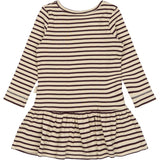 Petit Piao Dark Grape/off White Dress L/S Modal Striped