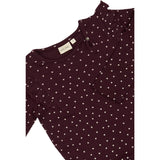 Petit Piao Dark Grape/White Dress L/S Frill Modal Heart