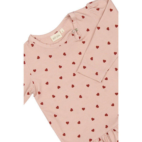 Petit Piao Heart Dress L/S Gather Printed