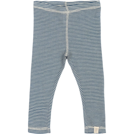 Petit Piao Ensign Blue/dark Off White PPDante Leggings Merino Wool Striped