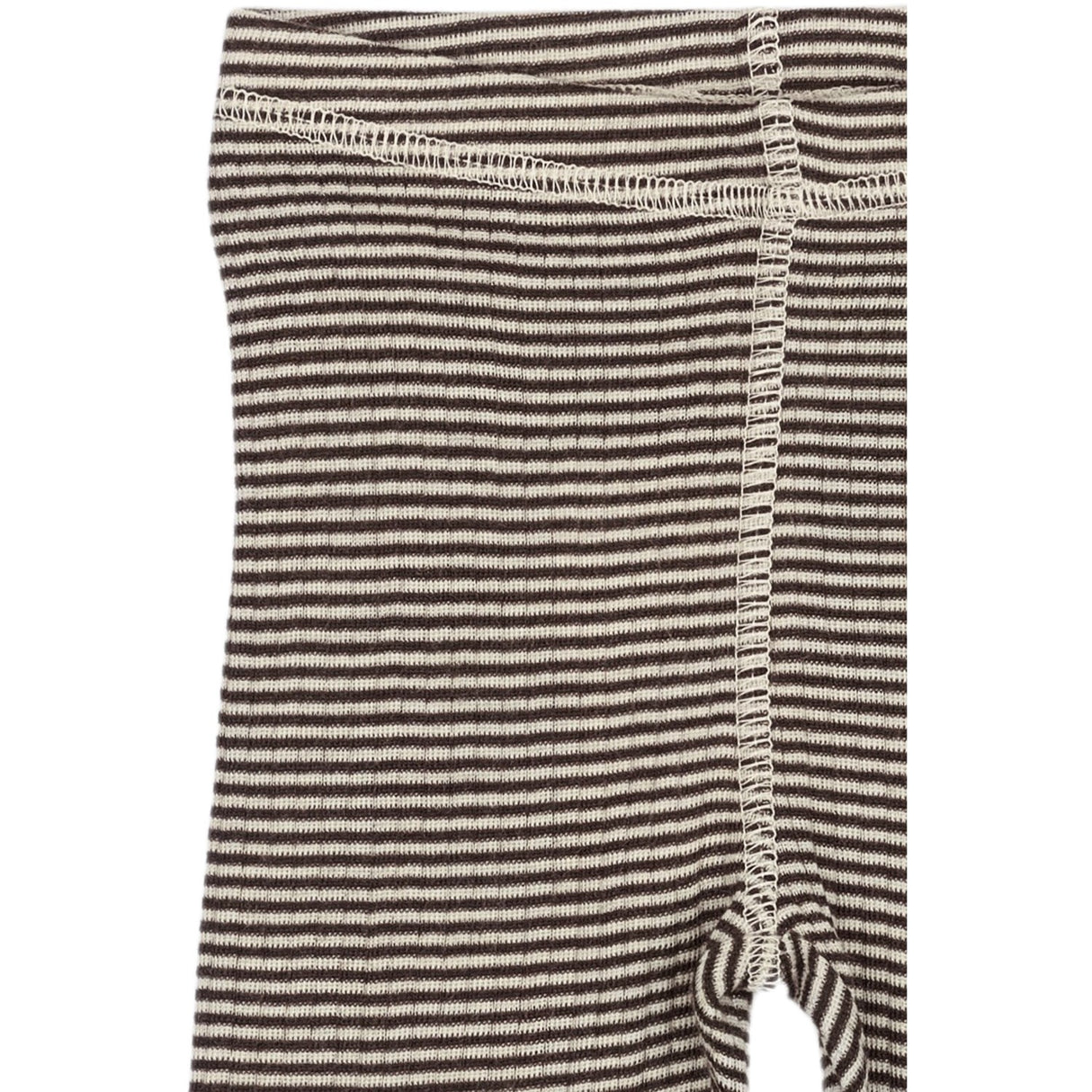 Petit Piao Coffee Bean/Dark Off White PPDante Leggings Merino Wool Striped