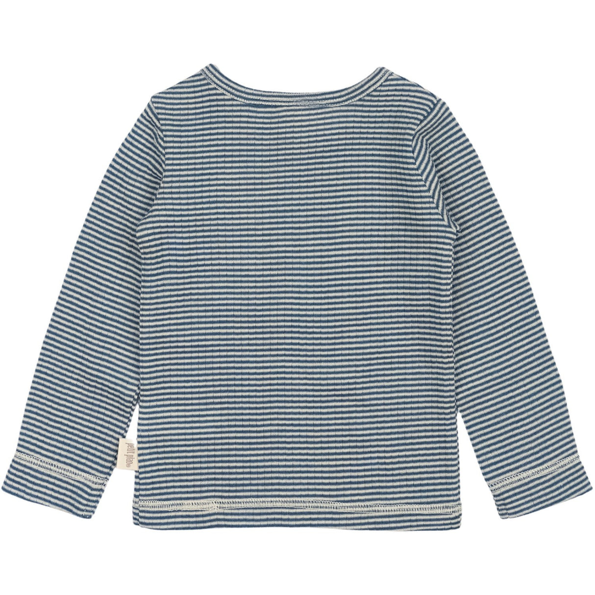 Petit Piao Ensign Blue/dark Off White PPDante T-Shirt L/S Meriono Wool Striped