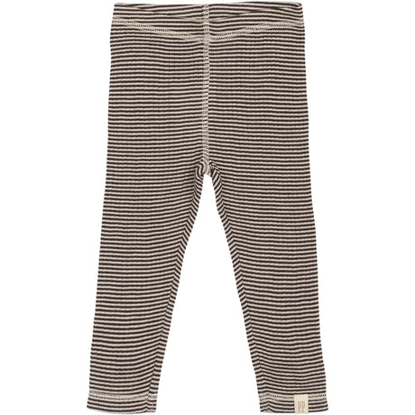 Petit Piao Coffee Bean/Dark Off White PPDante Leggings Merino Wool Striped