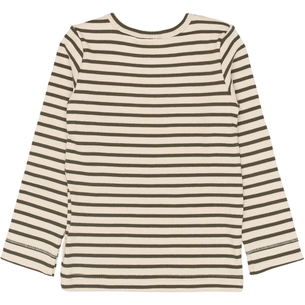 Petit Piao Green Leaf/off White T-shirt L/S Modal Striped