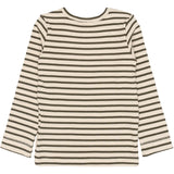 Petit Piao Green Leaf/off White T-shirt L/S Modal Striped