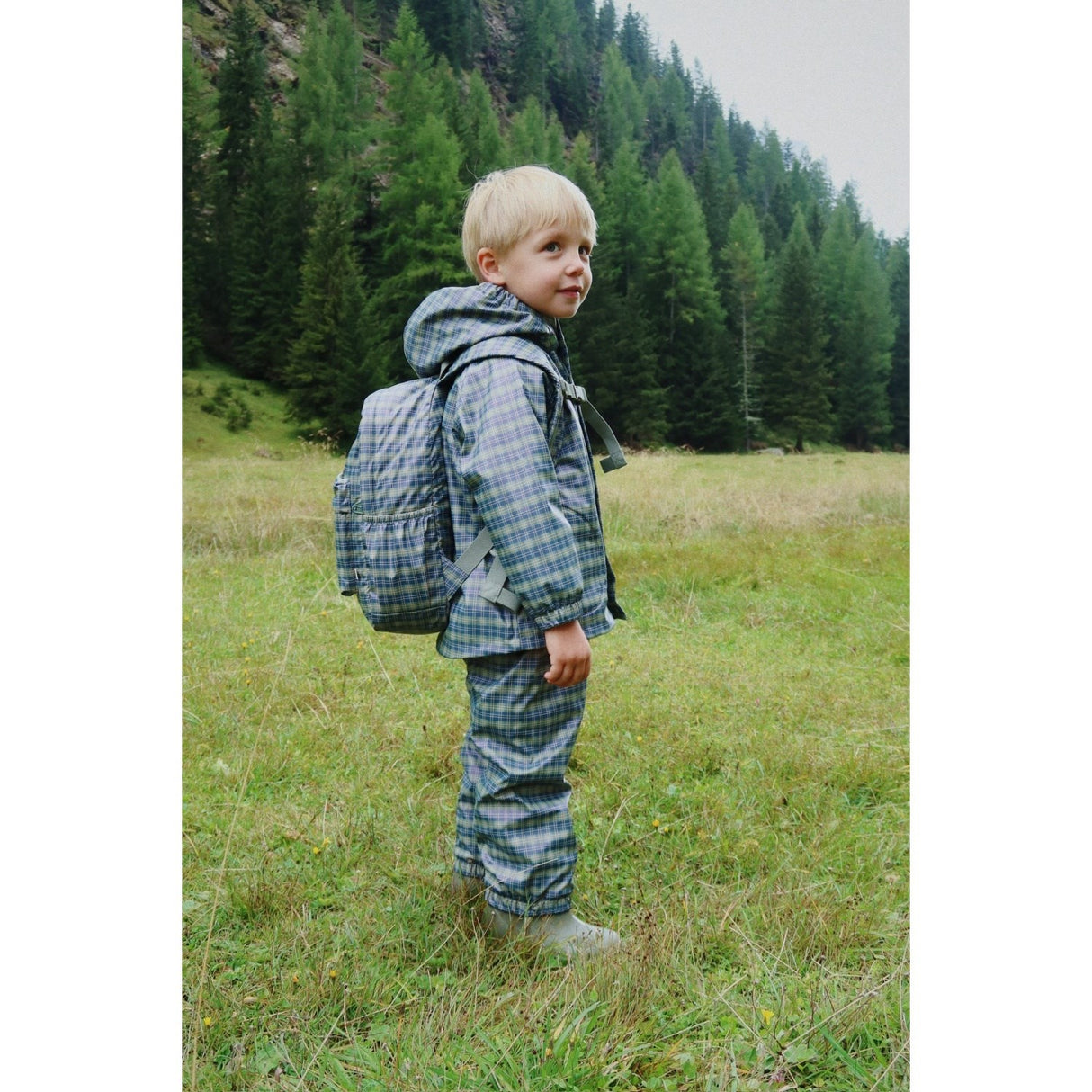 Konges Sløjd Laurel Blue Check Rainy Kids Backpack Midi