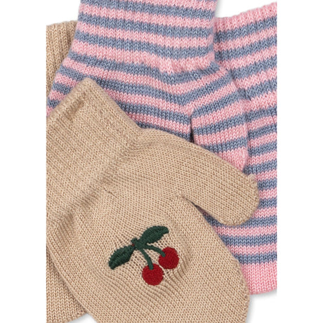 Konges Sløjd Cherry/Stripe 2 Pack Filla Mittens