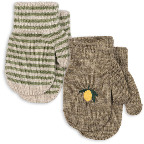 Konges Sløjd Lemon/Stripe 2 Pack Filla Mittens