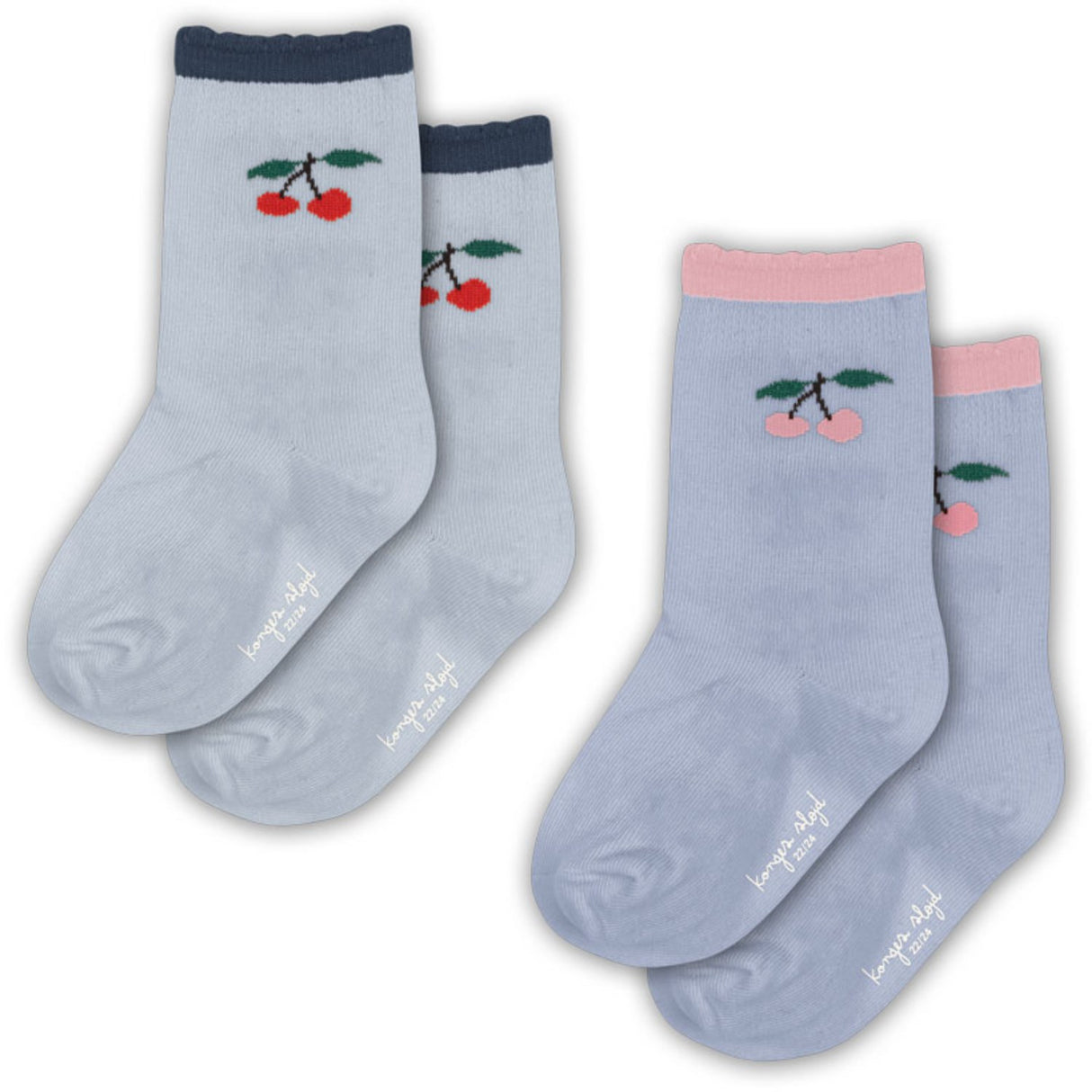 Konges Sløjd Blue Fog/Purple Impression 2 Pack Jaquard Frill Socks