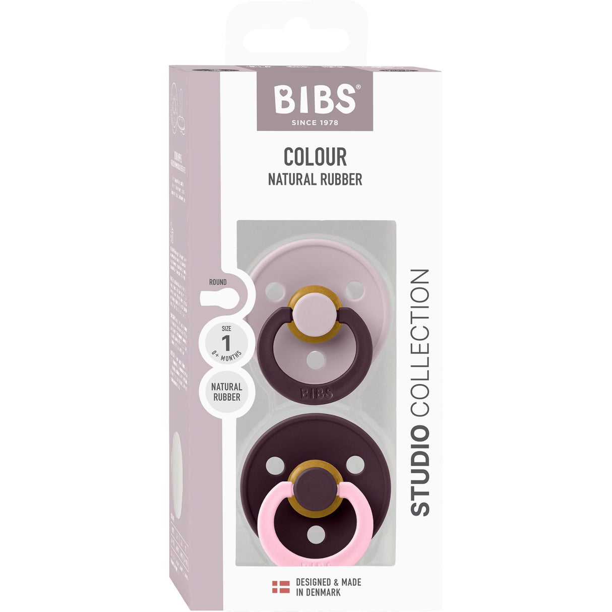 Bibs Dusky Lilac Pacifier Studio Colour 2-Pack Fusion Latex Plum Mix