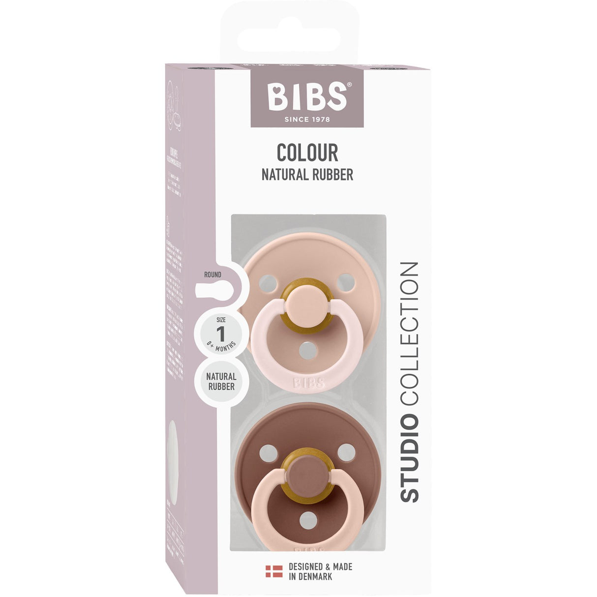 Bibs Blush Pacifier Studio Colour 2-Pack Fusion Latex Woodchuck Mix