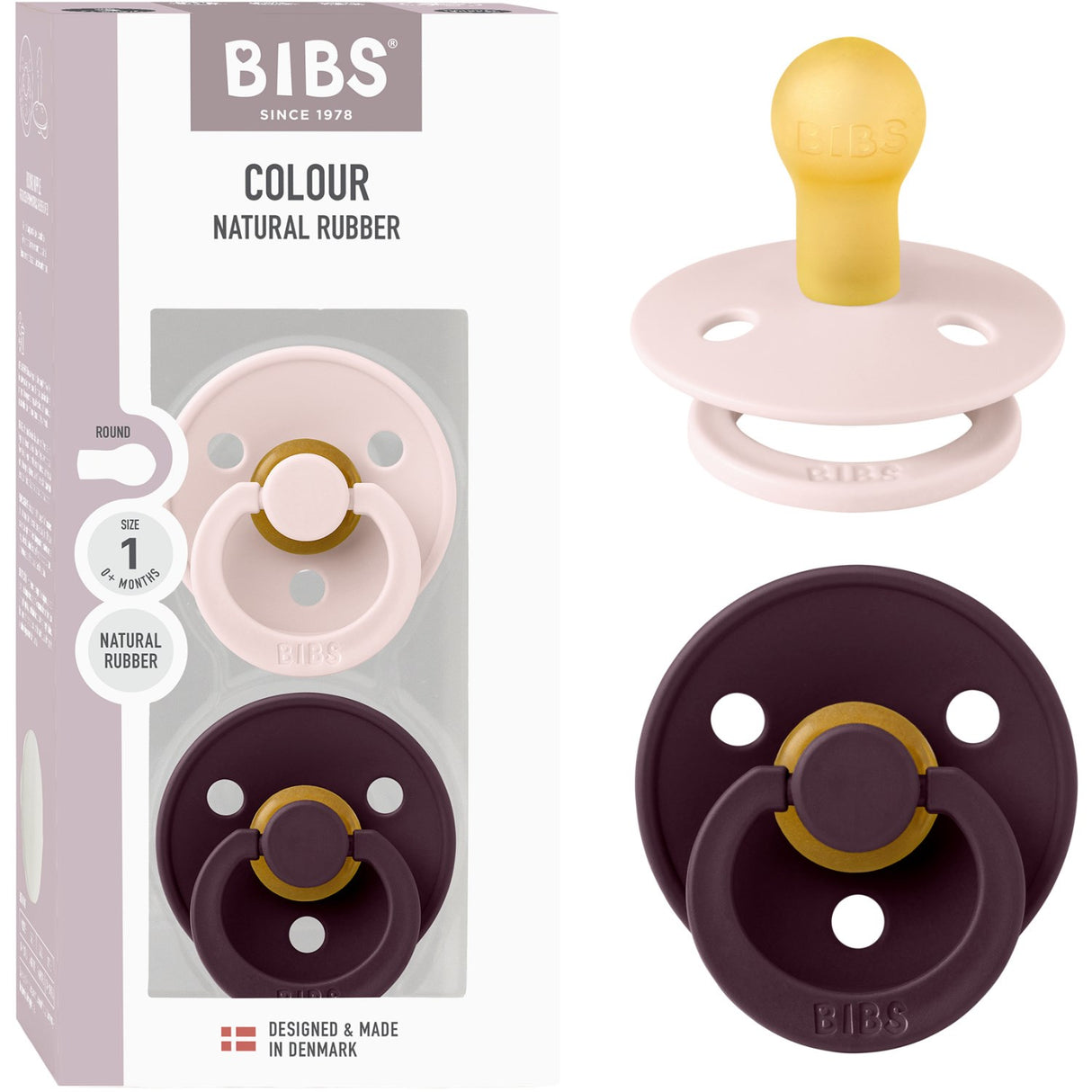 Bibs Petal Pacifier Colour 2-Pack Latex Plum