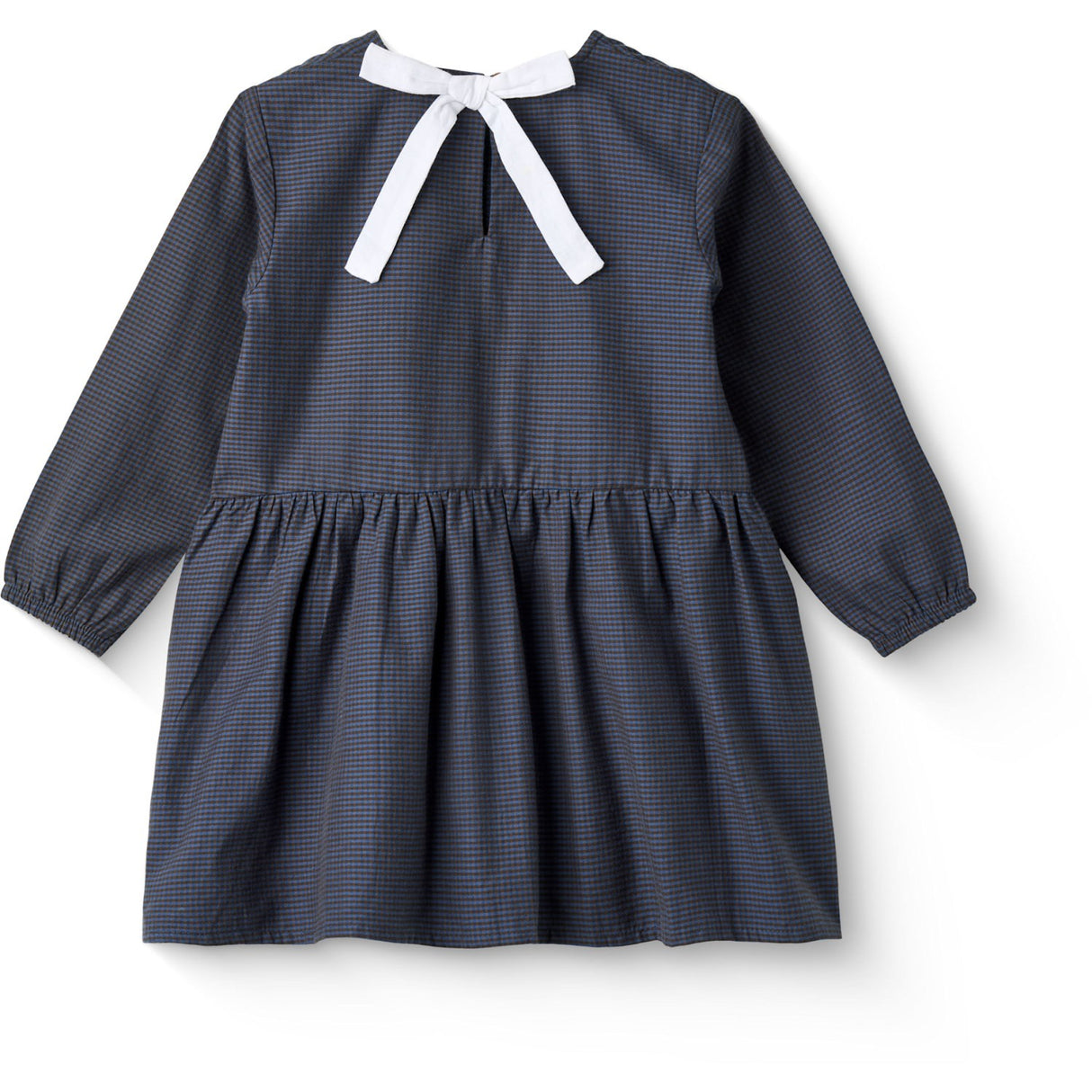 COPENHAGEN COLORS Brown/Blue Check Comb. Checkered Dress W. Backside Bow