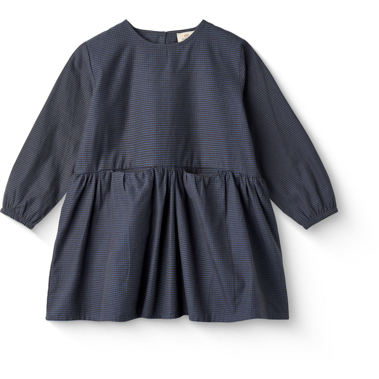 COPENHAGEN COLORS Brown/Blue Check Comb. Checkered Dress W. Backside Bow