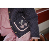 COPENHAGEN COLORS Brown/Blue Check Comb. Checkered Quilted Jacket W. Embroidery