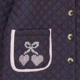 COPENHAGEN COLORS Brown/Blue Check Comb. Checkered Quilted Jacket W. Embroidery