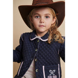 COPENHAGEN COLORS Brown/Blue Check Comb. Checkered Quilted Jacket W. Embroidery