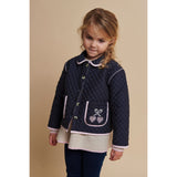 COPENHAGEN COLORS Brown/Blue Check Comb. Checkered Quilted Jacket W. Embroidery