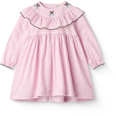 COPENHAGEN COLORS Syringa Comb. Houndstooth Frill Dress W. Embroidery