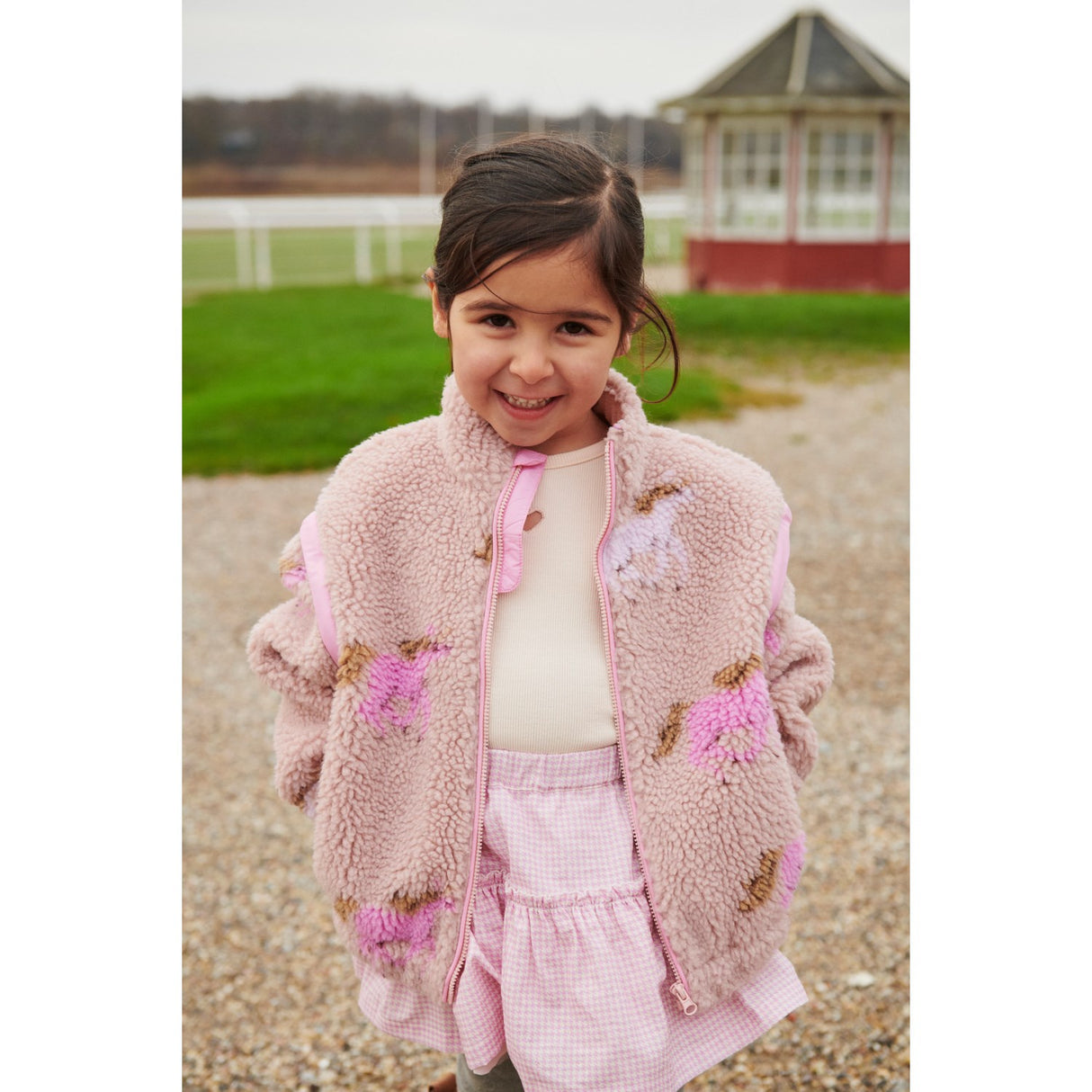 COPENHAGEN COLORS Rose/Unicorn Comb. Printed Teddy Jacket W. Removable Sleeves
