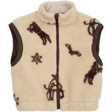 COPENHAGEN COLORS Sand/Cowboy Comb. Printed Teddy Jacket W. Removable Sleeves