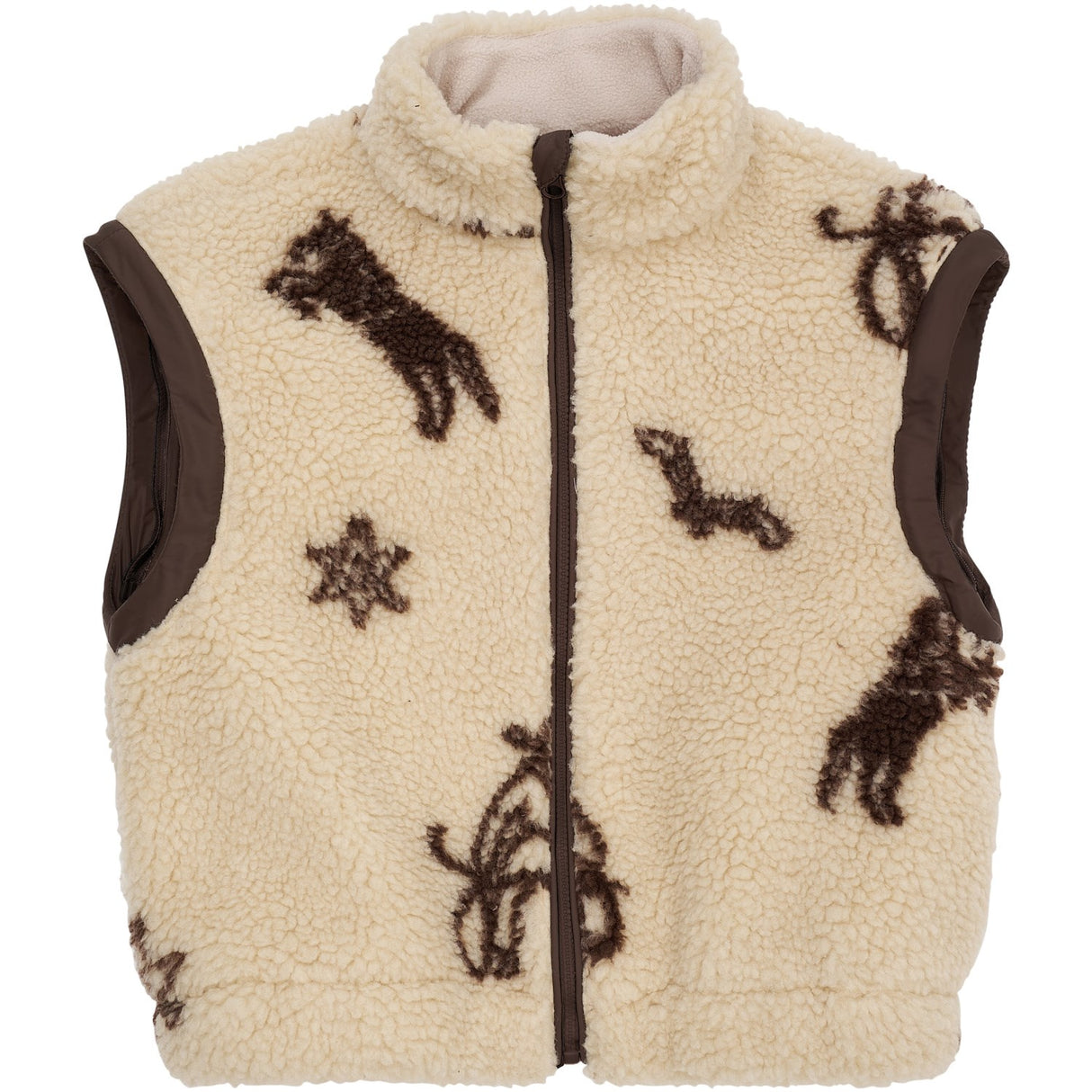 COPENHAGEN COLORS Sand/Cowboy Comb. Printed Teddy Jacket W. Removable Sleeves